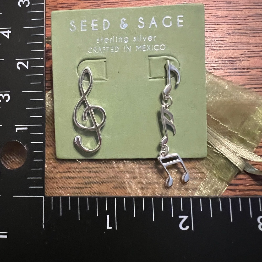 Seed & Sage Silver Music Note Earrings - Picture 5 of 5